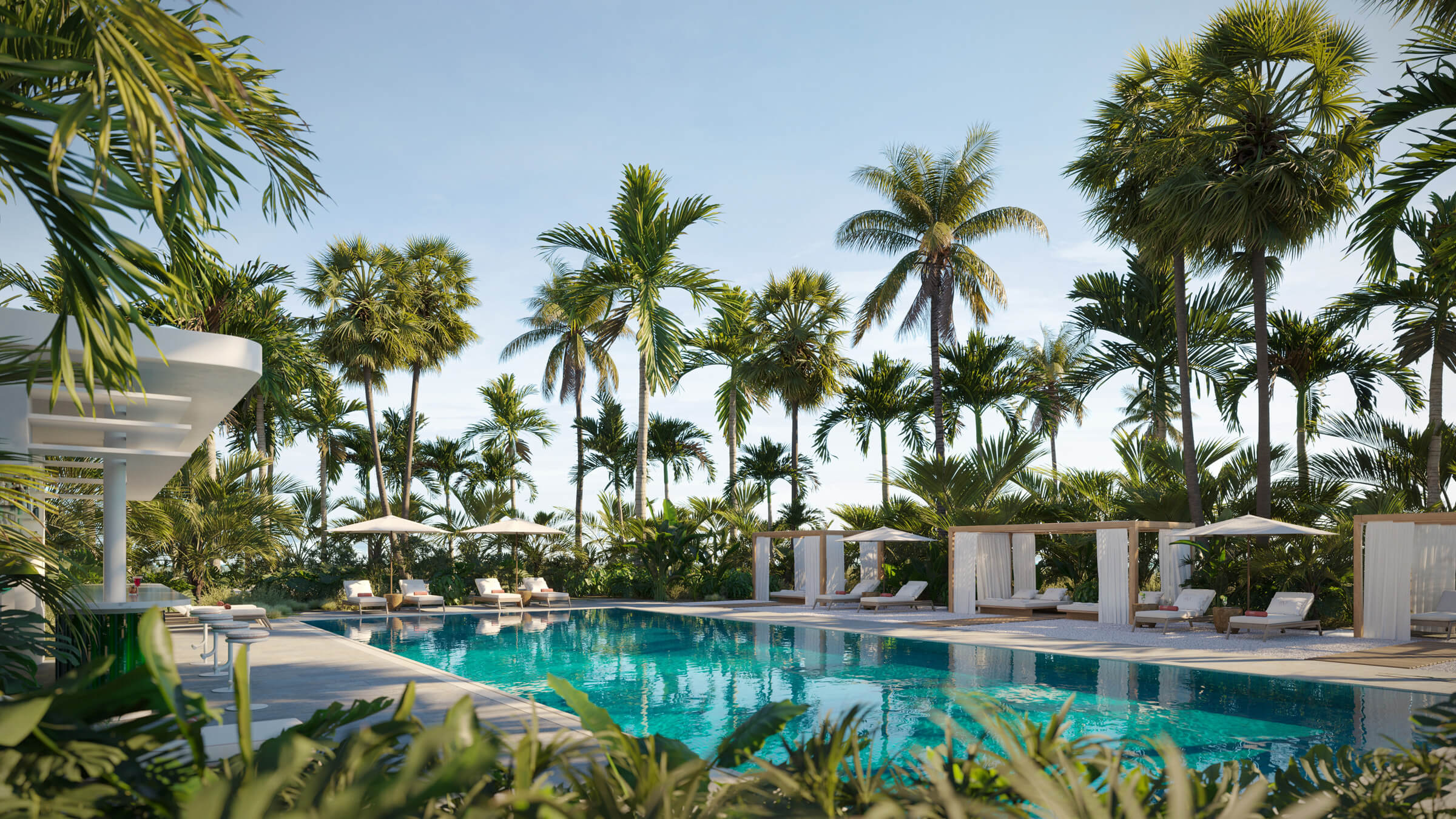 Oceanfront pool deck overlooking the Atlantic